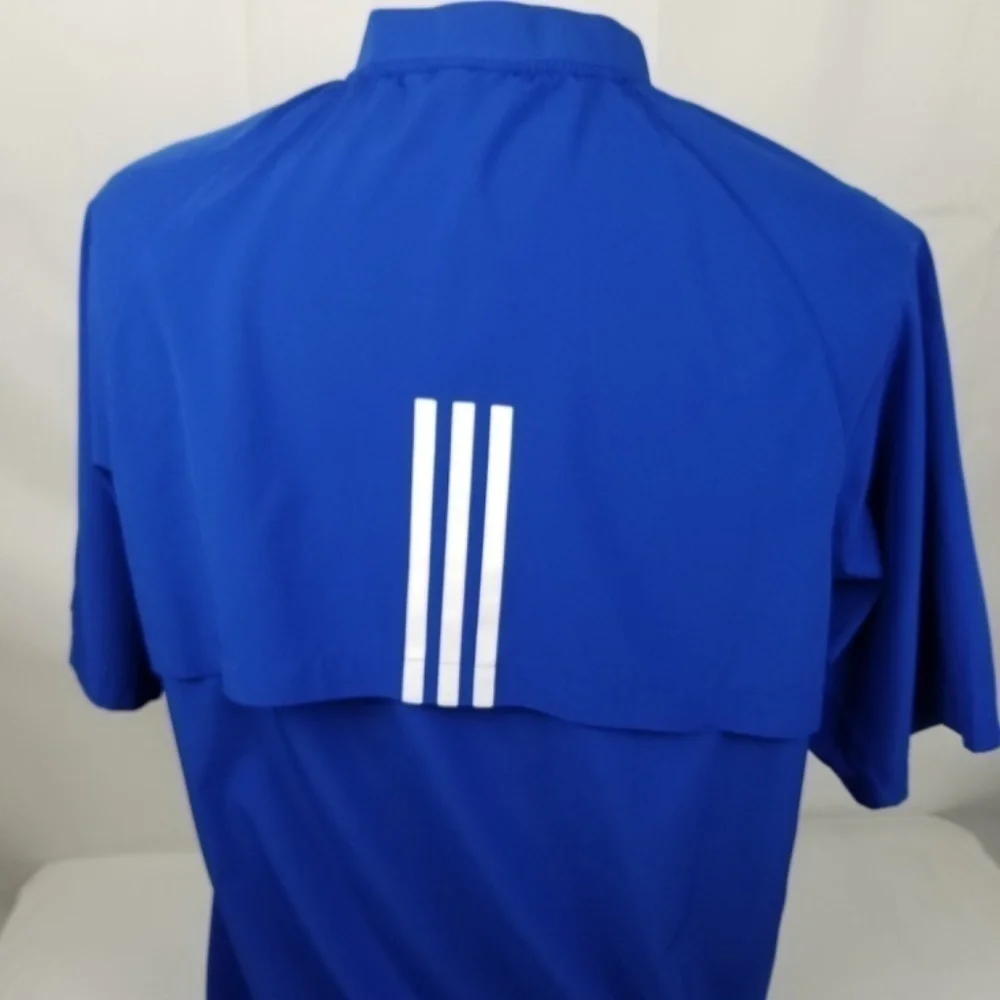 ADIDAS-  Mens Medium M  Royal Blue/White Pipe Pullover Windbreaker Quarter Zip